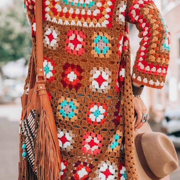 Granny square, Bohemian vintage cardigan - Picture 1 of 6